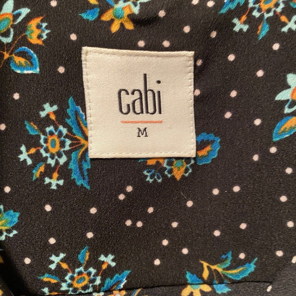 Cabi Top Women Medium Whimsy 3440 Black Floral Sleeveless Cottage Prairie Preppy - Picture 3 of 10